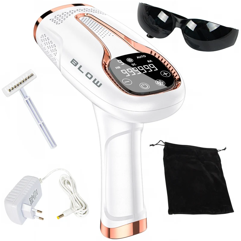 Depiladora IPL Blow, función Ice Cool, 9 niveles de potencia, filtro UV integrado, modo de destello automático, eficacia duradera, 44-480#