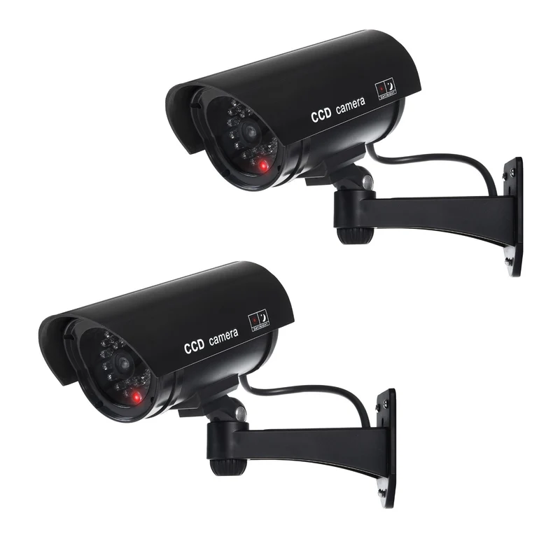Cámara simulada con LED intermitente IR1100 B IR para exteriores, Color negro, 2 unidades