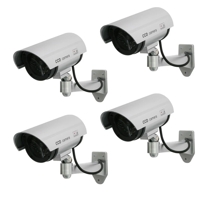 Cámara simulada con LED intermitente IR1100 S IR exterior, Color plateado, 4 unidades