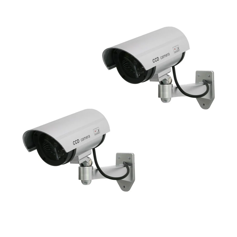 Cámara simulada con LED intermitente IR1100 S IR para exteriores, Color plateado, 2 unidades