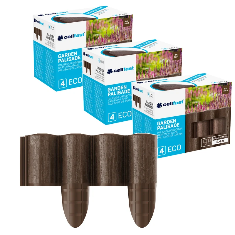 Valla de jardín Cellfast, aspecto de madera, resistente a las heladas, longitud 7,2 m, color marrón, 34-031