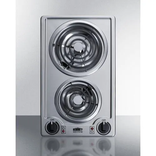 Summit 12" Wide 230V 2-Burner Coil Cooktop CCE227SS