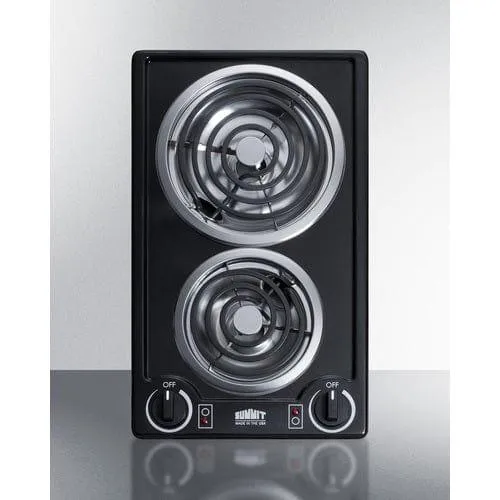 Summit 12" Wide 230V 2-Burner Coil Cooktop CCE226BL
