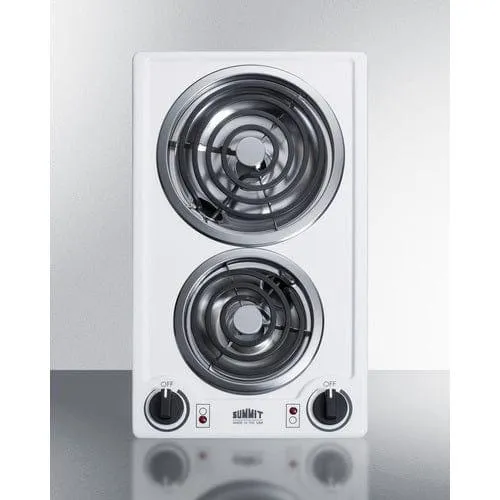 Summit 12" Wide 230V 2-Burner Coil Cooktop CCE225WH