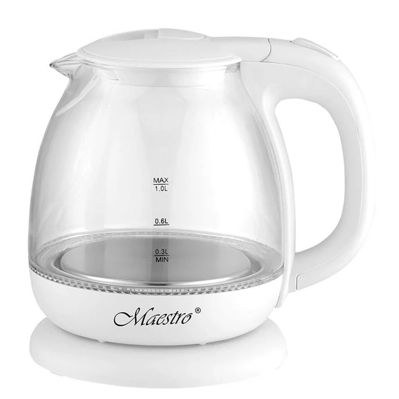 Hervidor de vidrio eléctrico iluminado 1L Maestro MR055 - blanco