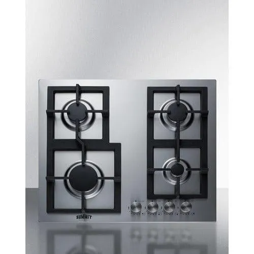 Summit 24" Wide 4-Burner Gas Cooktop In Stainless Steel GCJ4SS