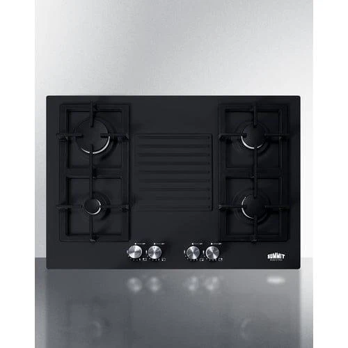 Summit 30" Wide 4-Burner Natural Gas Cooktop (Black) GC432B