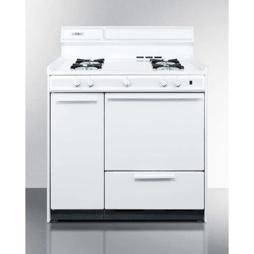 Summit 36" Wide Natural Gas Range, Battery Ignition (White) WNM430P