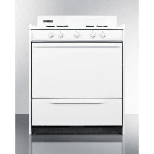 Summit 30" Wide Gas Range | Convertible to LP | Battery Ignition (White) WNM210P