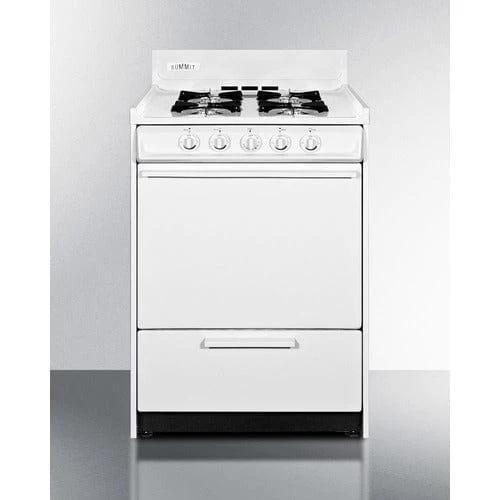 Summit 24" Wide Propane Gas Range, Battery Ignition (White) Model WLM610P