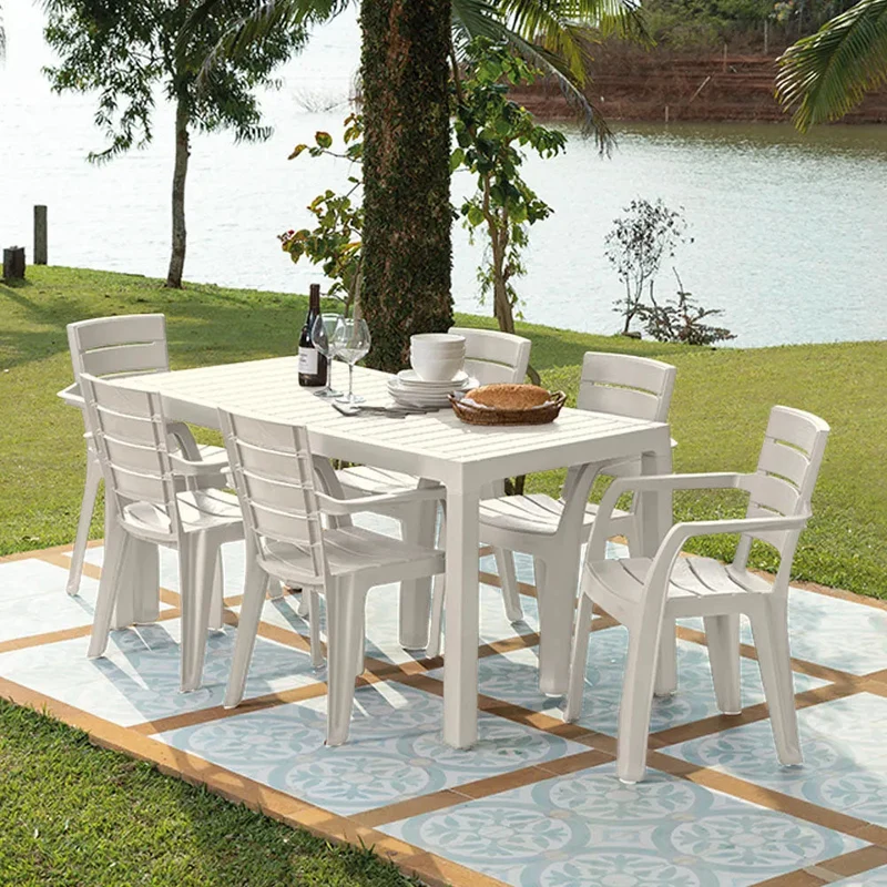 Combo Comedor Familiar Barú (1 Mesa + 6 Sillas con Brazos) Taupe