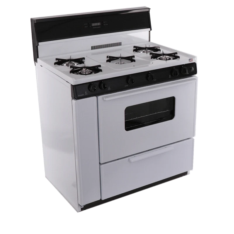 Premier SLK249WP 36" Electronic Ignition Gas Range White with Black Trim