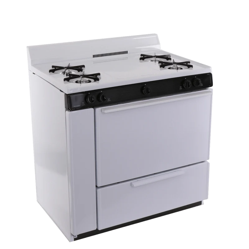 Premier SLK100WP 36" Electronic Ignition Gas Range White with Black Trim