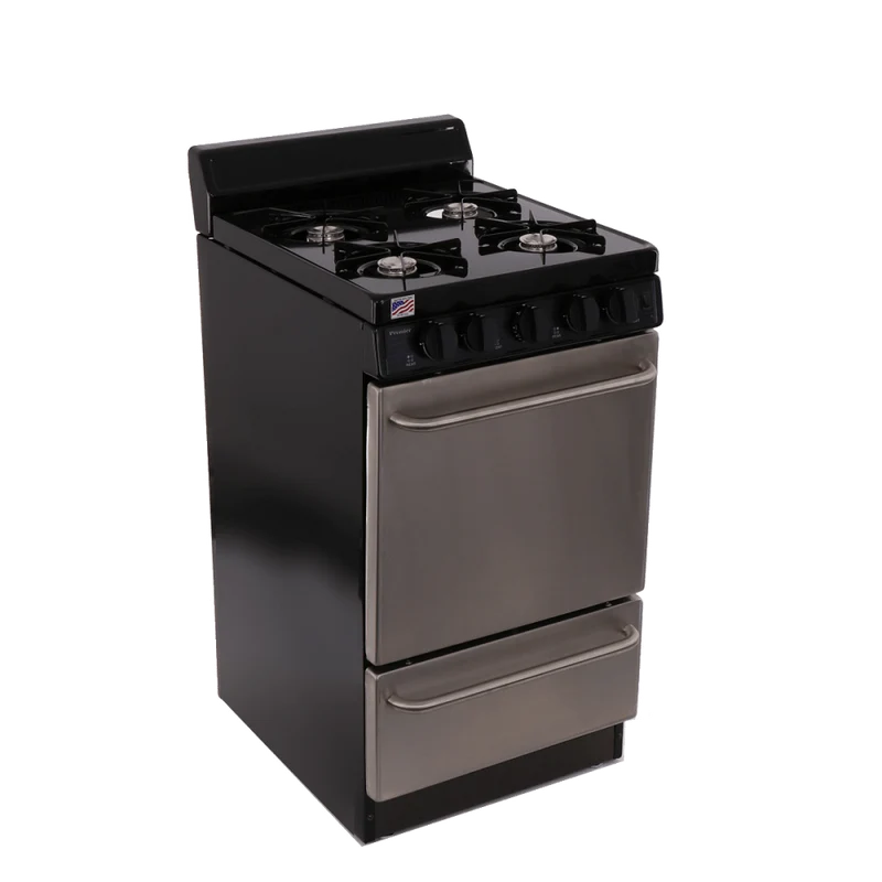 Premier SAK600BP 20" Electronic Ignition Gas Range Black with Stainless Steel