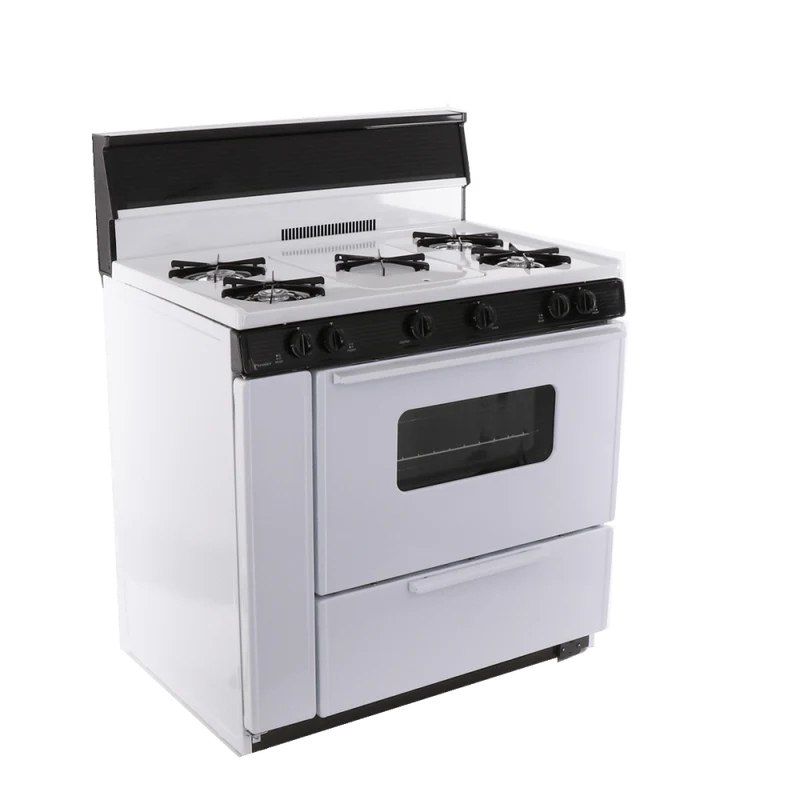 Premier BLK5S9WP 36" Battery Ignition Gas Range 5 Burners White w/Black
