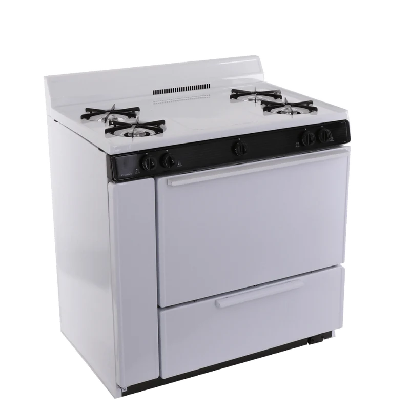 Premier BLK100WP 36" Battery Ignition Gas Range White with Black Trim