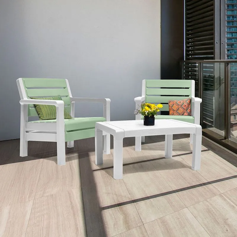 Combo Balcón (2 Sillones + Mesa de Centro) Verde Salvia Vm