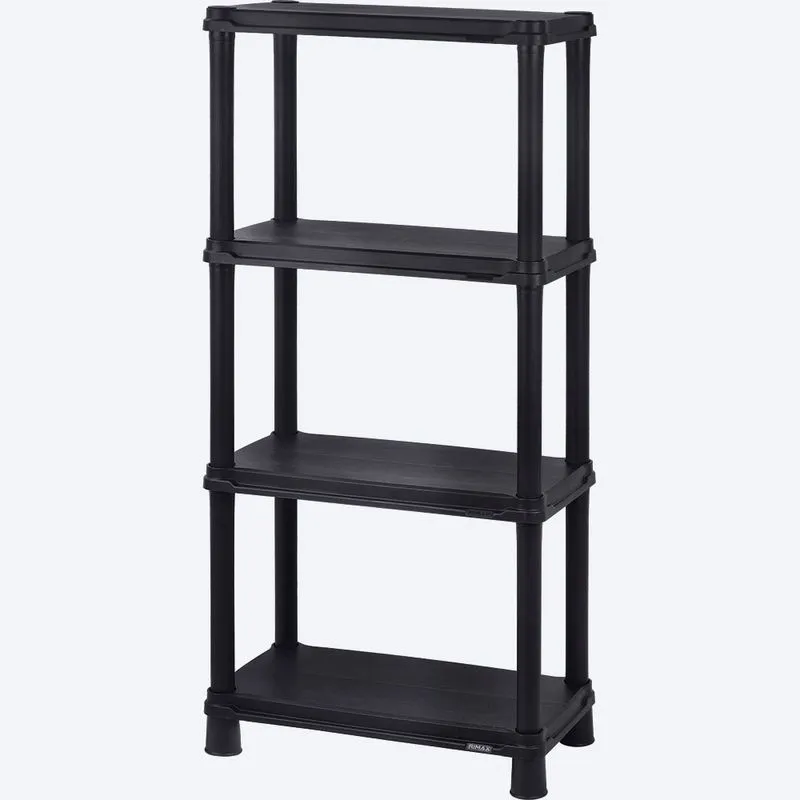 Estante Sólido 12" de 4 Niveles Negro