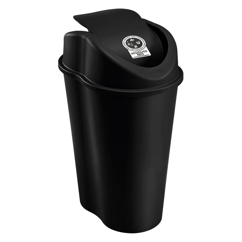 Papelera Style Tapa Vaivén 50 Litros Negro
