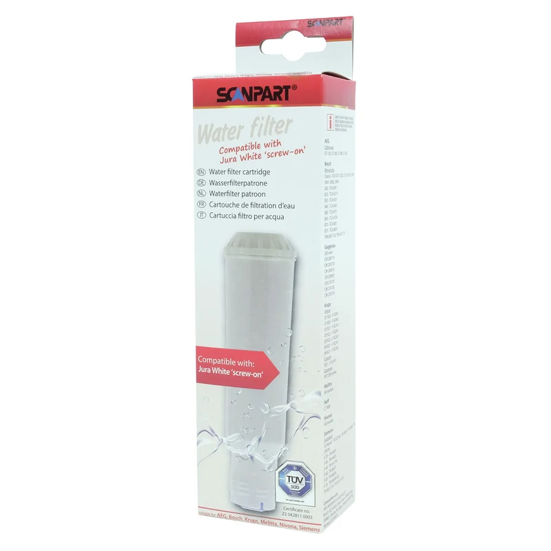 Filtro de agua para cafeteras de presión con rosca AEG, BSH, Krups, Melitta, Nivona Scanpart