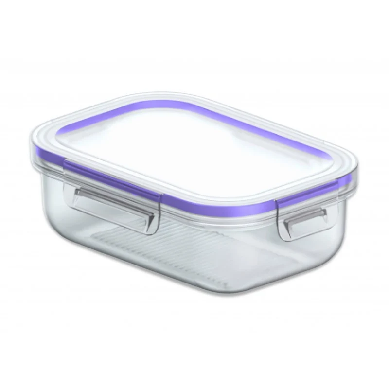 Práctico contenedor de alimentos, capacidad 0,6 l, tapa con clips