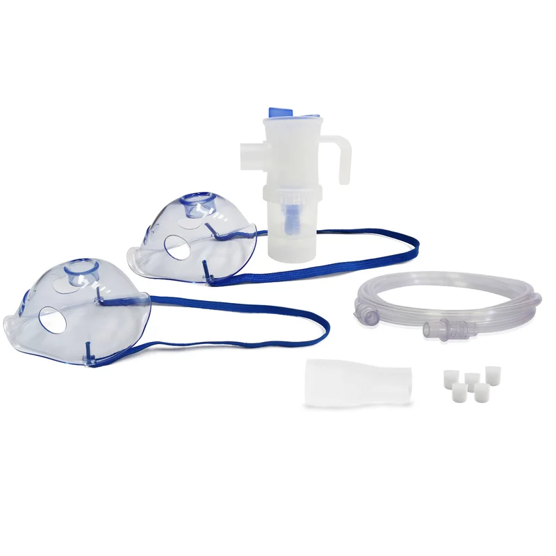 Juego de accesorios de inhalación/nebulización Omnibus, nebulizador grande de 12 ml, color azul, 5 filtros de repuesto, control de velocidad
