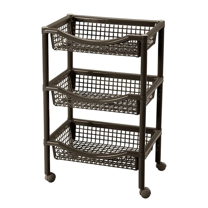 Canasta Móvil Rectangular de 3 Niveles Wengue