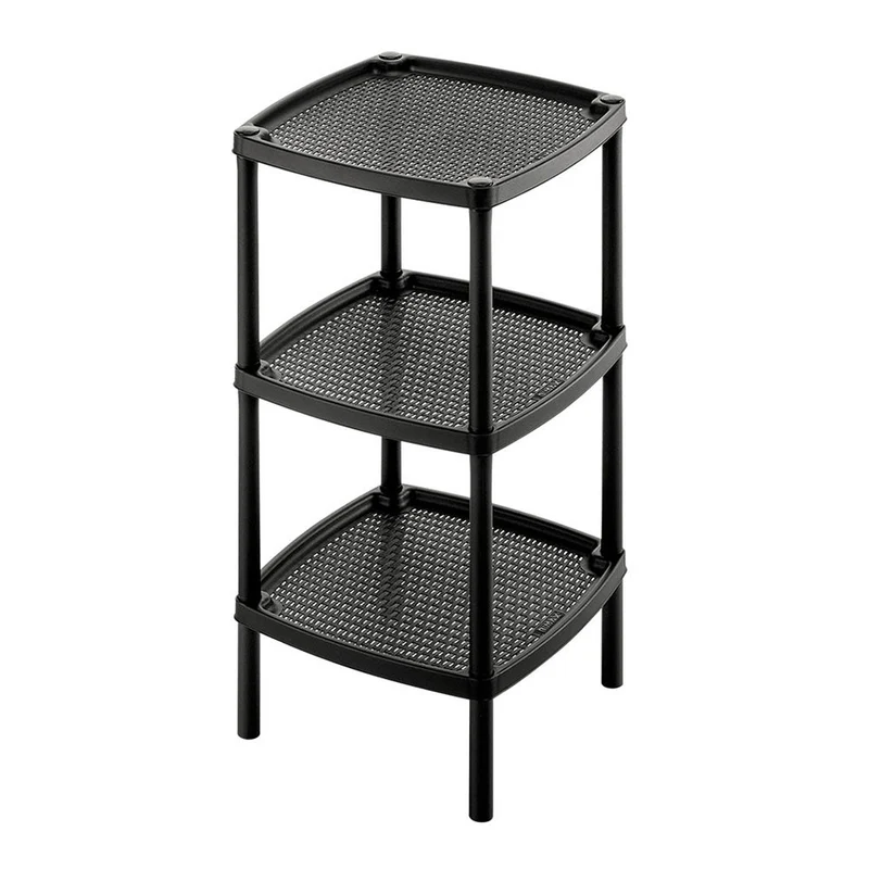 Mesa Multiusos Cuadrada de 3 Niveles Negro