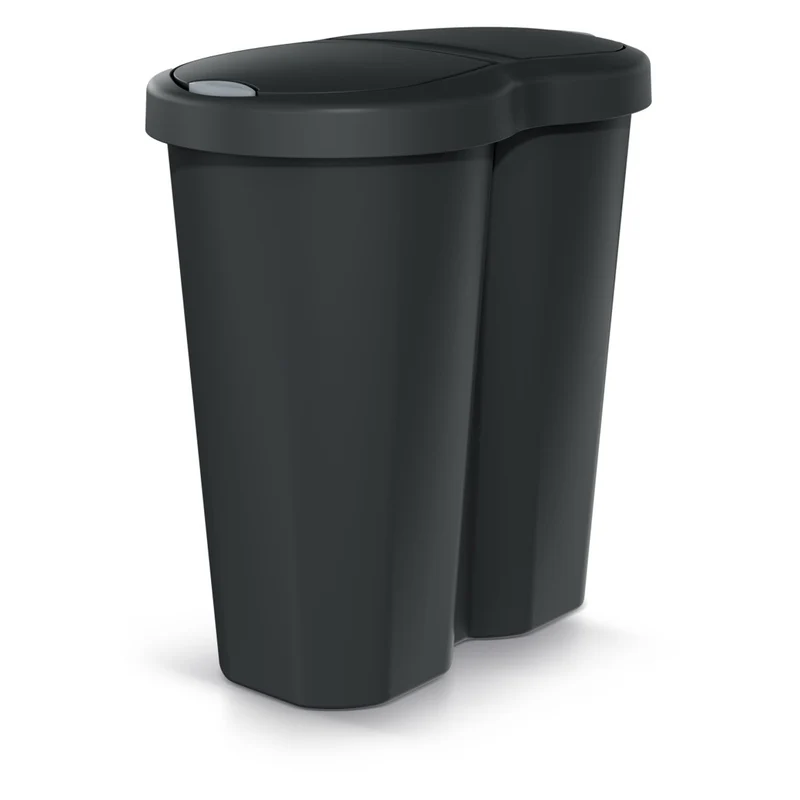 Papelera Compacta R Duo, negra, capacidad 40L, un compartimento, dos tapas, NDRF40-S411