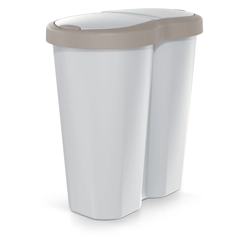 Papelera Compacta R Duo, marrón/achemira, capacidad 40L, un compartimento, dos tapas, NDRF40-WG5C_427C
