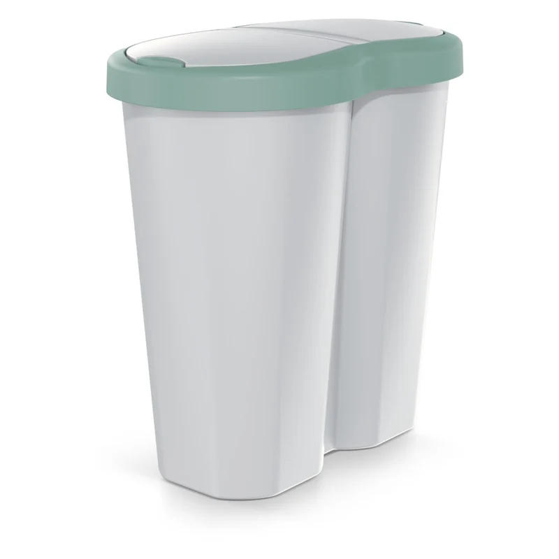 Papelera Compacta R Duo, verde/ceniza, capacidad 40L, un compartimento, dos tapas, NDRF40-5575C_427C