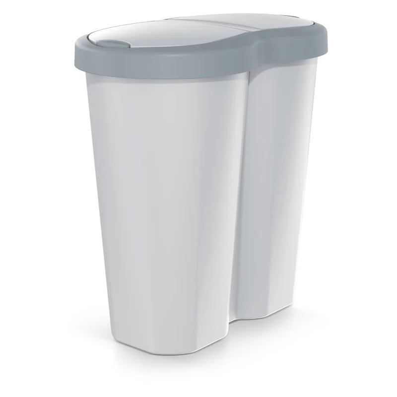 Papelera Compacta R Duo, gris/gris ceniza, capacidad 40L, un compartimento, dos tapas, NDRF40-429U_427C