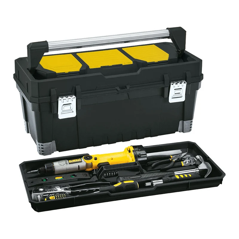 Caja Herramientas 25" Profesional Cerradura Metálica Negro