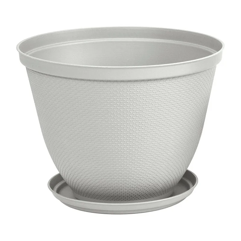 Matera Redonda Rafia 35 cm con Plato Gris Hielo