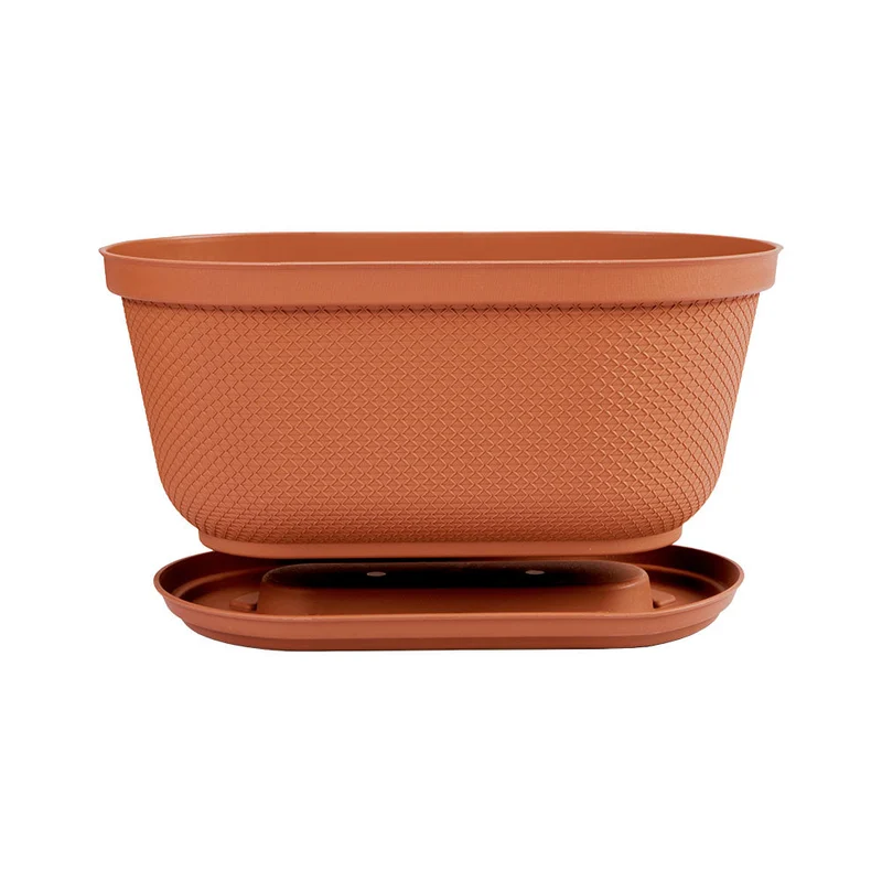 Matera Ovalada Rafia 40 cm con Plato Terracota