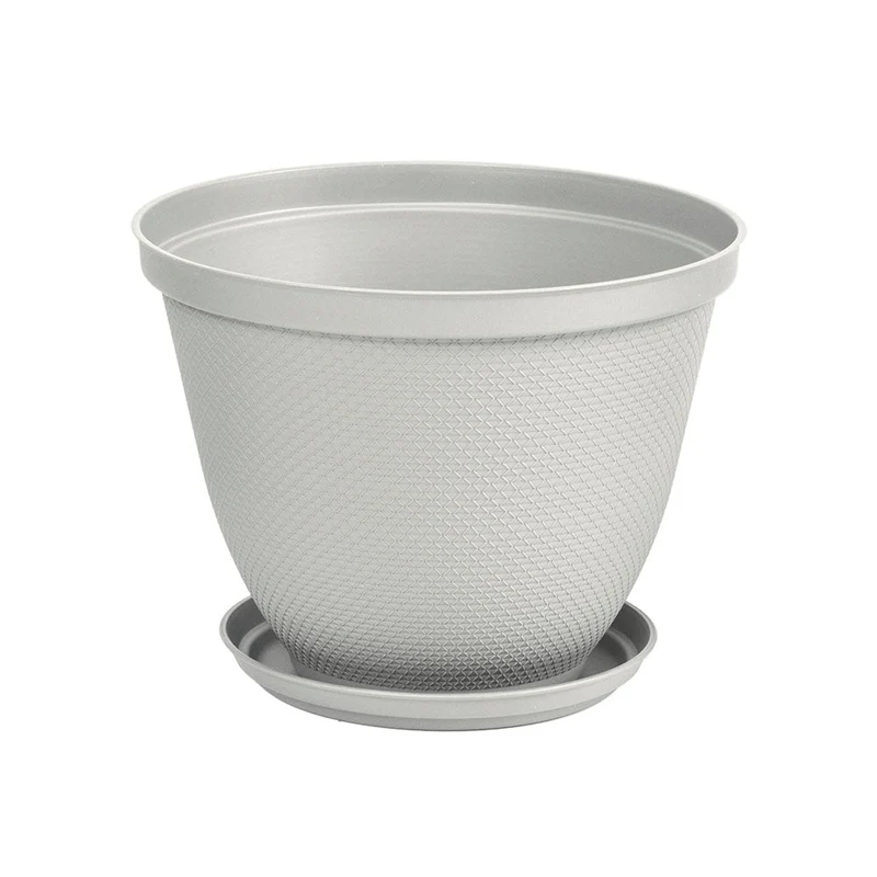 Matera Redonda Rafia 30 cm con Plato Gris Hielo