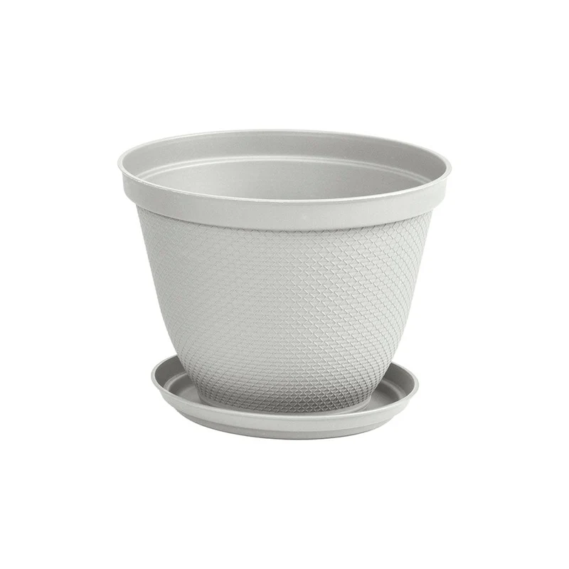 Matera Redonda Rafia 25 cm con Plato Gris Hielo