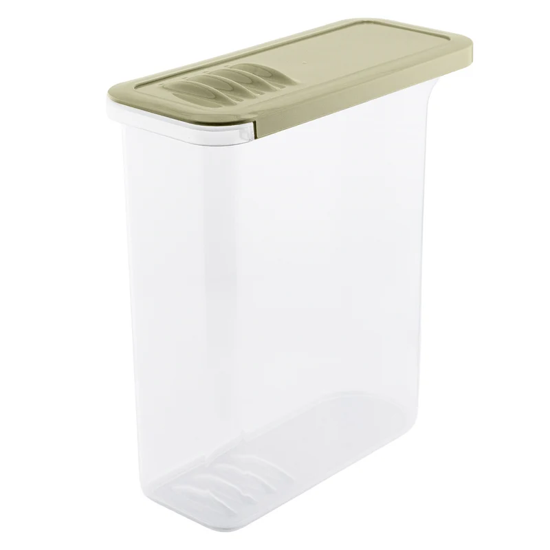 BranQ Recipiente para alimentos, 2,5 l, transparente, tapa verde oliva, Shark