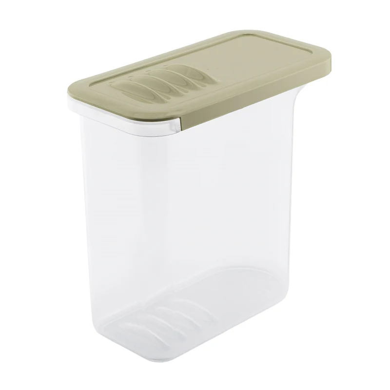 BranQ Contenedor de alimentos, 1,5l, transparente, tapa verde oliva, Shark