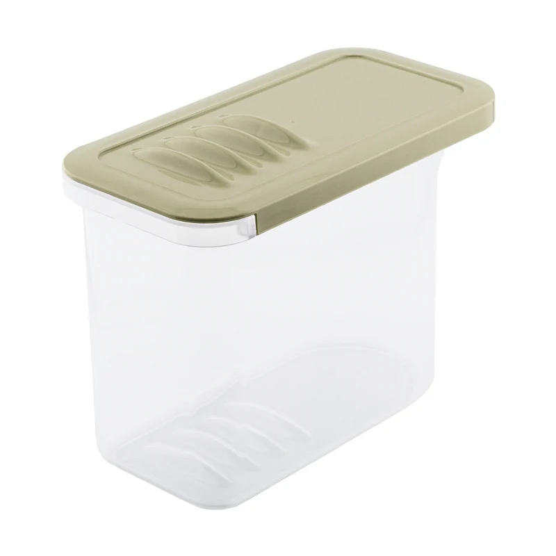 BranQ Contenedor de alimentos, 1l, transparente, tapa verde oliva, Shark