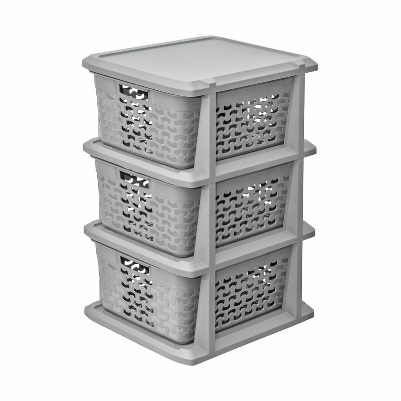 Soporte BranQ, Mueble 3 cestas extraíbles, universal, gris, Algodón 1783