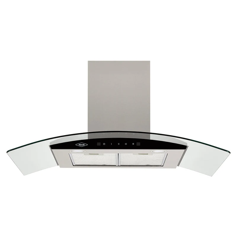 Campana Península Vidrio inox-negro de 90cm, con 3 Velocidades