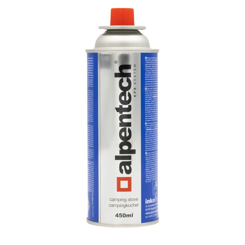 Cartucho de gas de 433 ml de Alpentech, conforme a la norma EN 417, isobutano, sistema EPS, IK 301