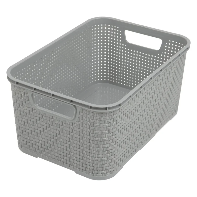 BranQ Rattan 7L cesta de almacenamiento gris con asas