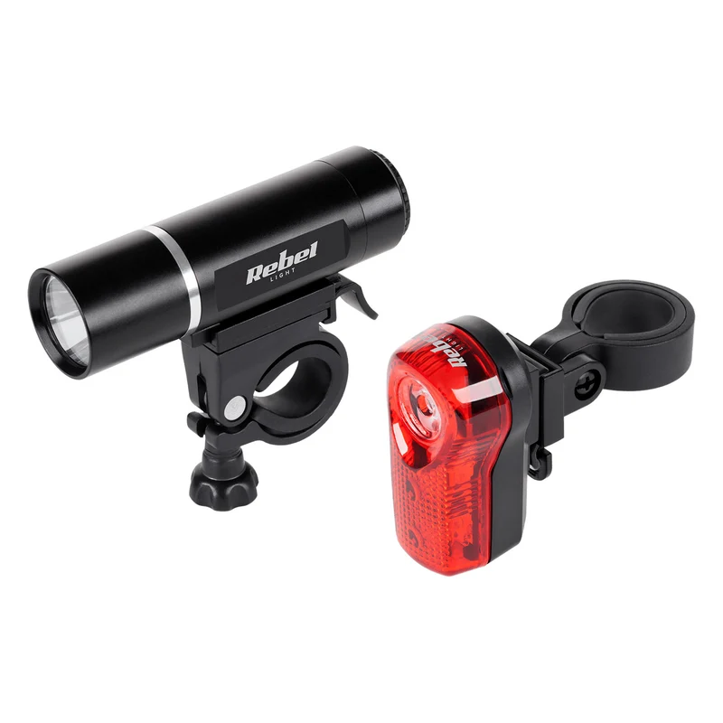 Juego de luces para bicicleta URZ0015 delantera 1x LED 3W + trasera 3x LED batería Rebel