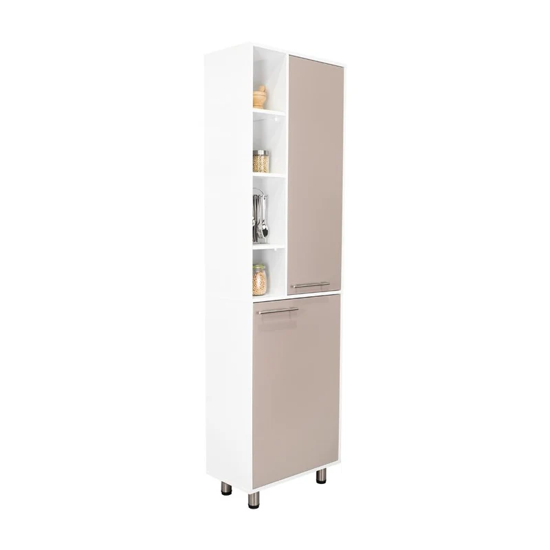 Alacena Burton, Blanco Duqueza y Cocoa, con Amplios Espacios para Almacenamientos