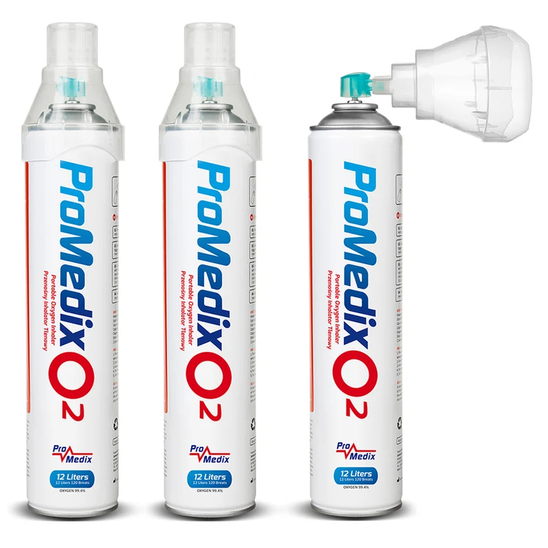 Promedix Inhalador portátil de oxígeno enlatado al 99,4% 12L, PR-994, 3 unidades