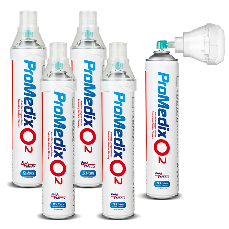 Promedix Inhalador portátil de oxígeno enlatado al 99,4% 12L, PR-994, 5 unidades