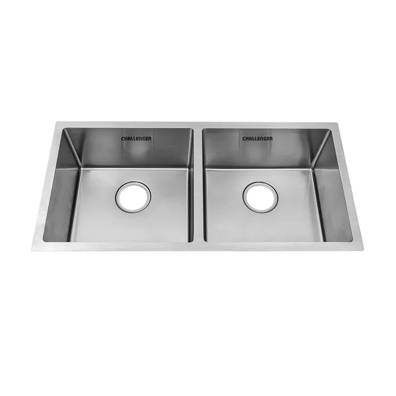 Lavaplatos de Submontar Doble Acero Inoxidable 86 cm Challenger, Color Gris