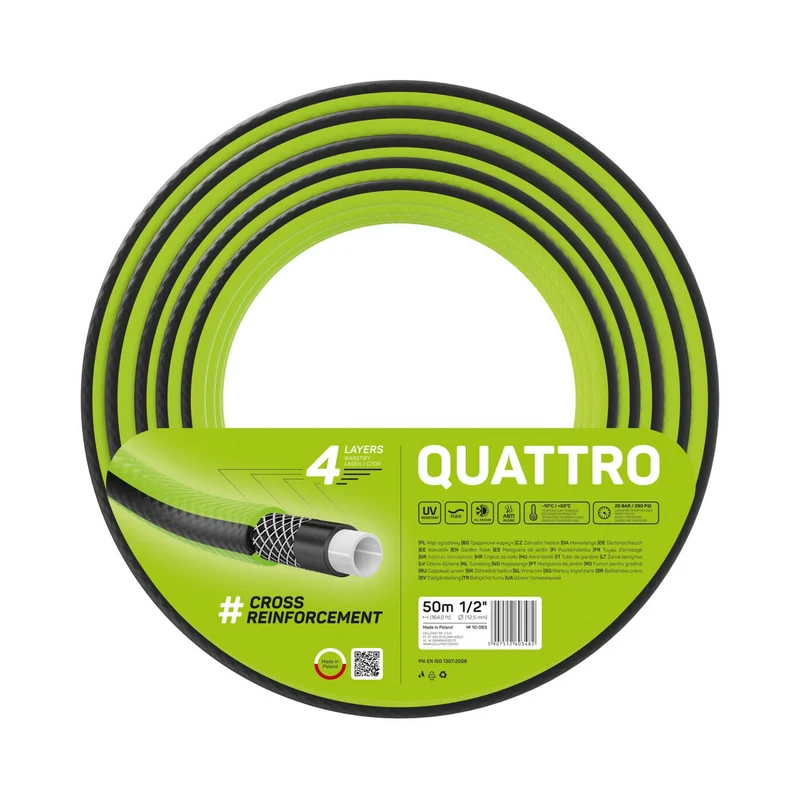 Manguera de jardín 1/2 " 50m 4 capas trenza cruzada Cellfast Quattro